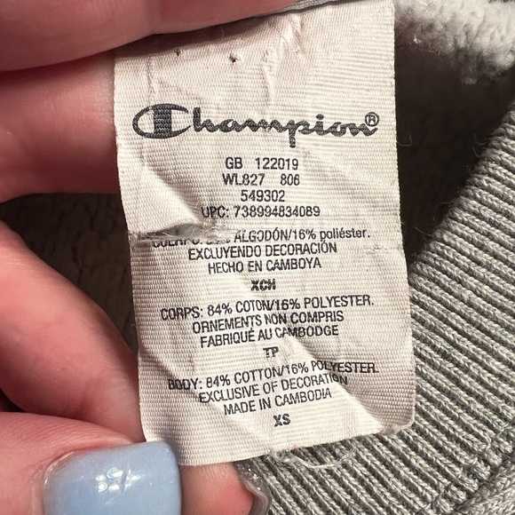 Champion Heather Gray Reverse Weave cropped sweatshirt women’s extra small - Picture 3 of 9